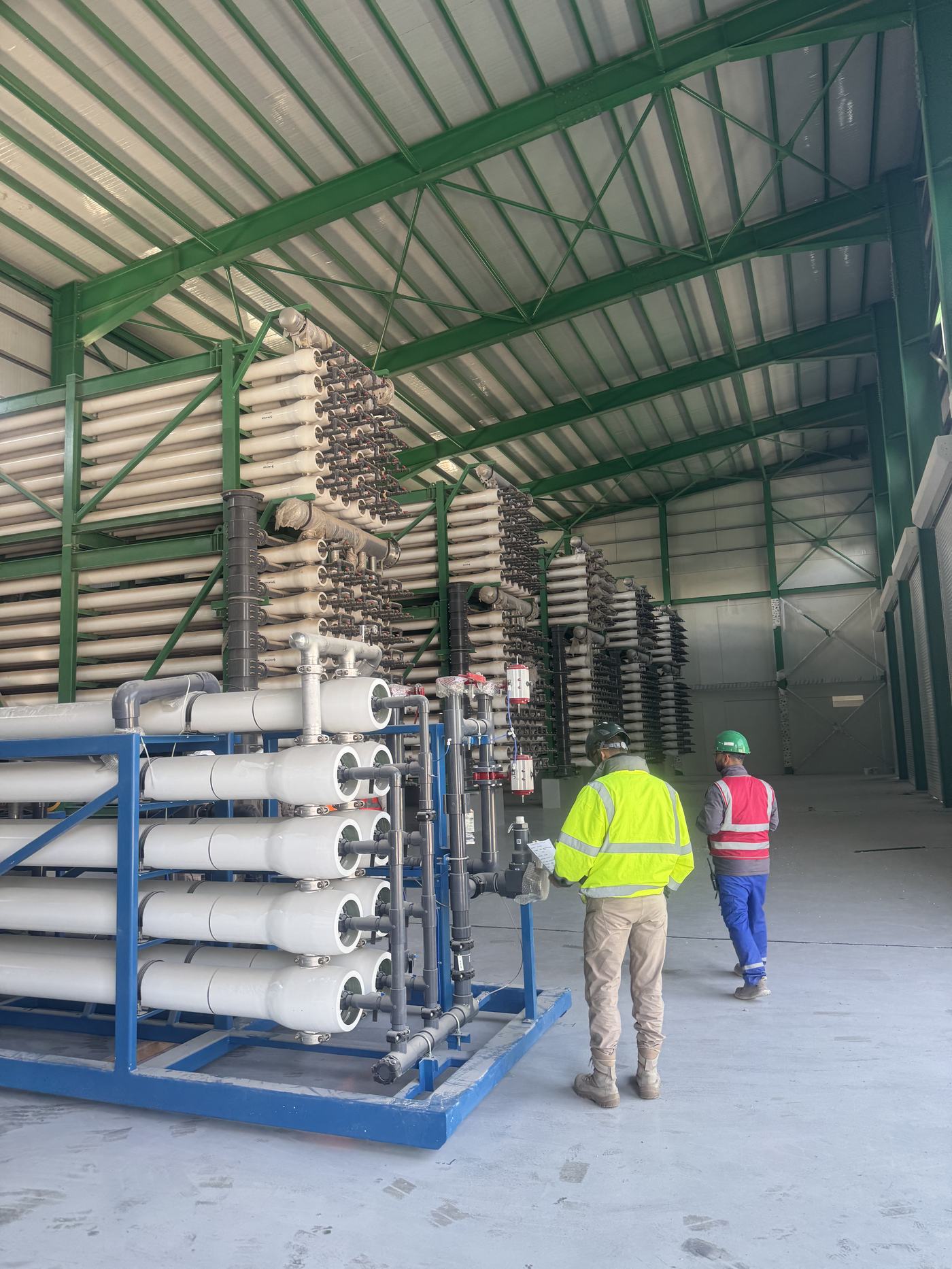 Interior of the Nano-Filtration building with membrane filtration racks