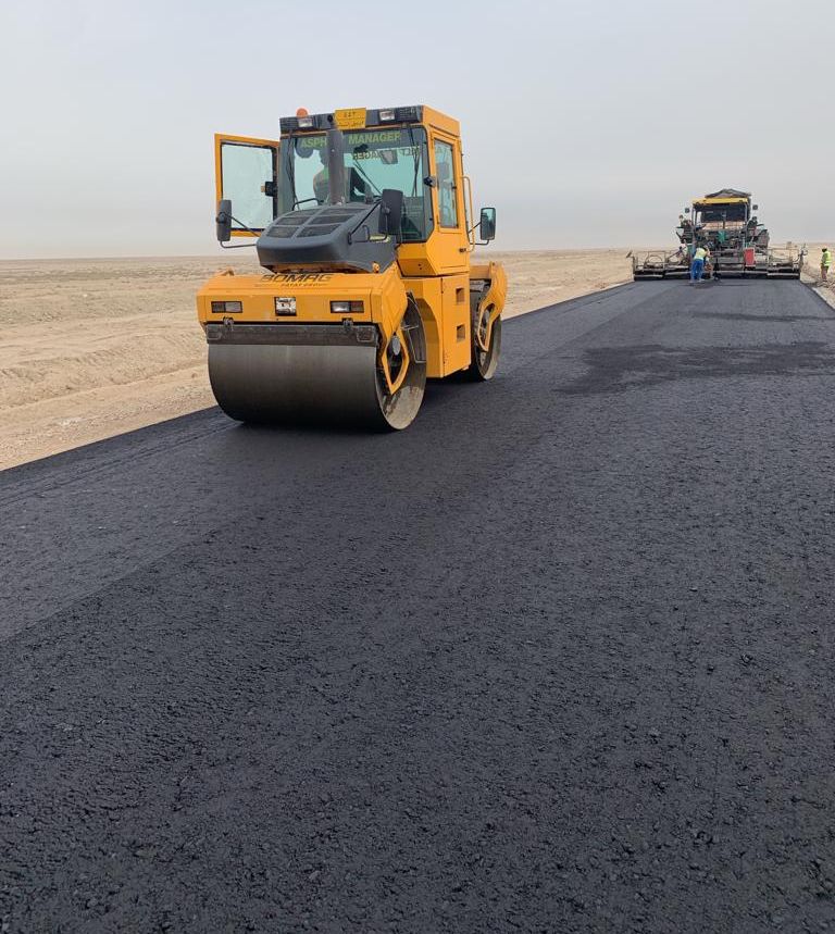 Asphalt road paving works in Basra